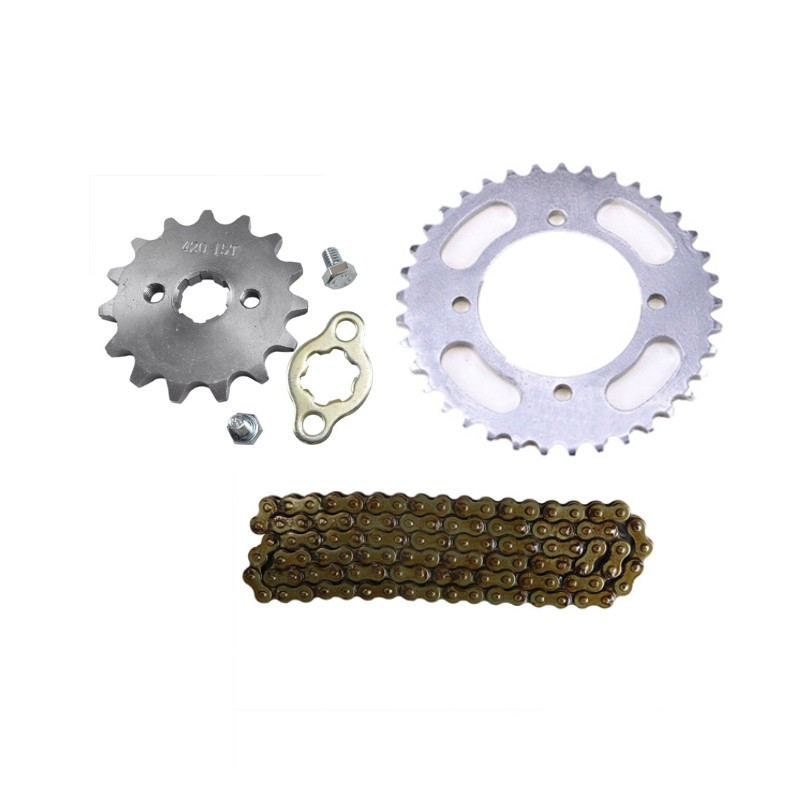420 Chain + Front Rear Sprocket set For 70cc 125 150cc CRF50 XR SSR Apollo Trike