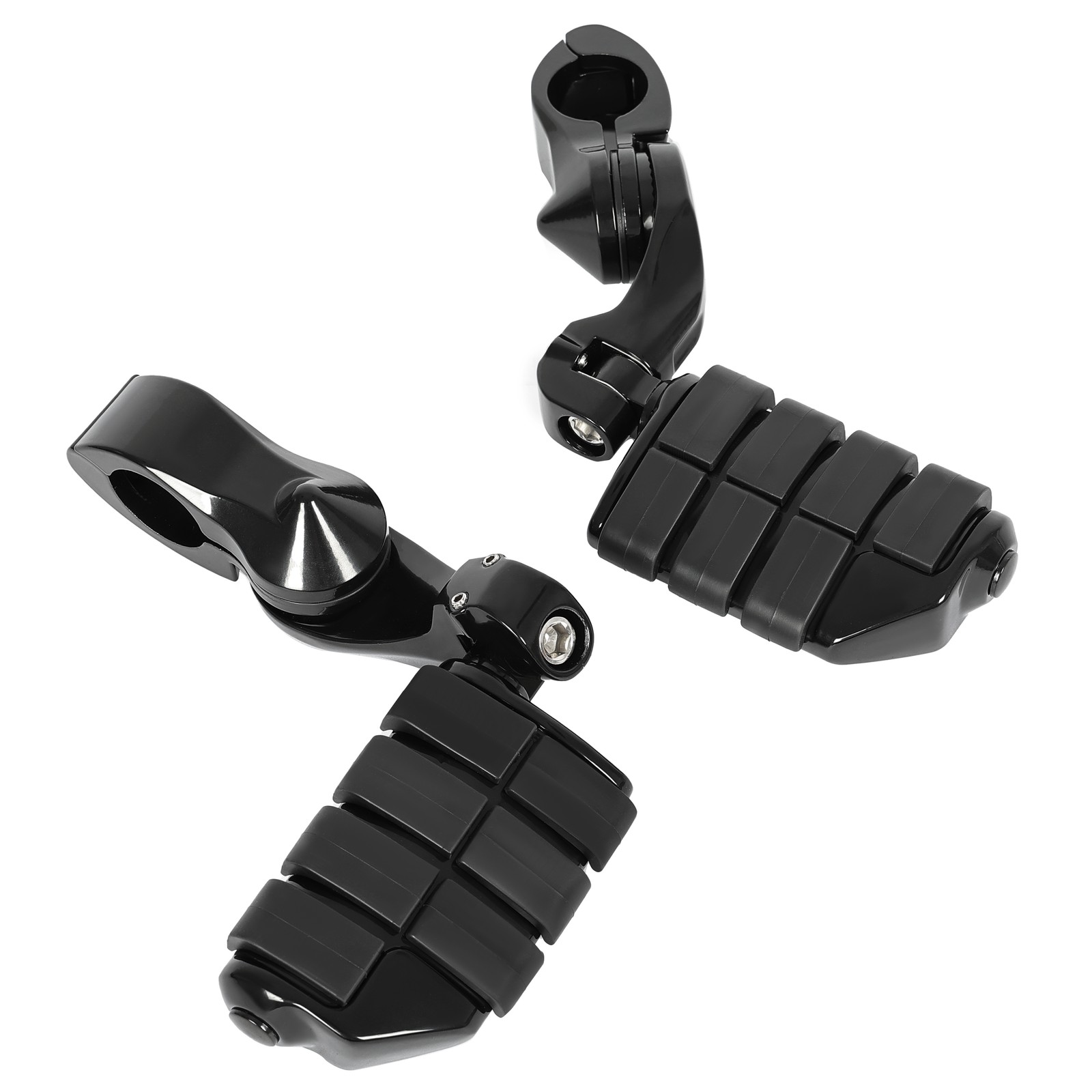 Black Highway Engine Guard Foot Pegs Footrest For Harley Touring 1.25″ Crash Bar