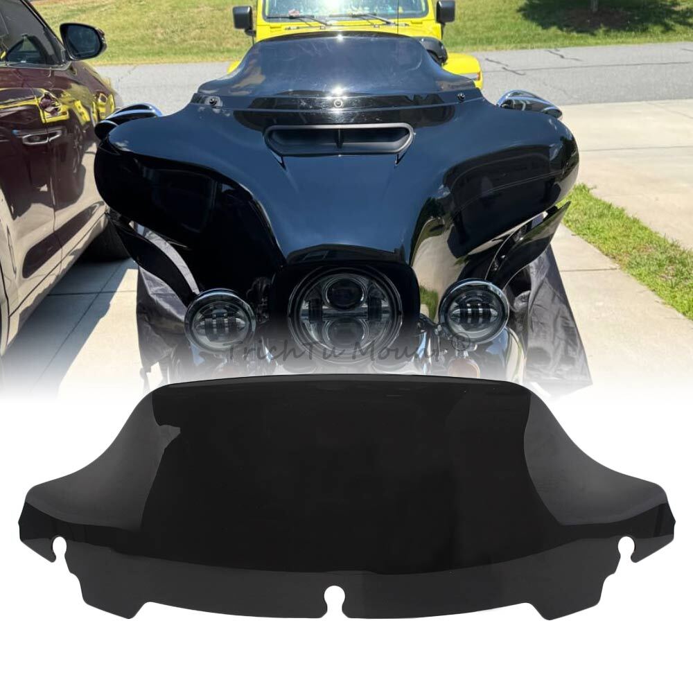 Black 7″ Wave Windshield Windscreen For Harley Touring Electra Glide 2014-2023