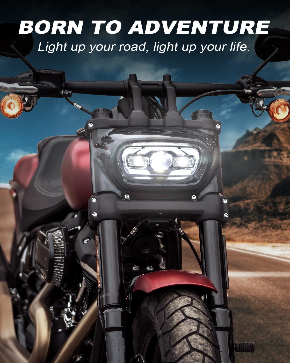 New DOT LED Halo Headlight Projector Hi/Lo Beam DRL For Harley Fat Bob 2008-2019