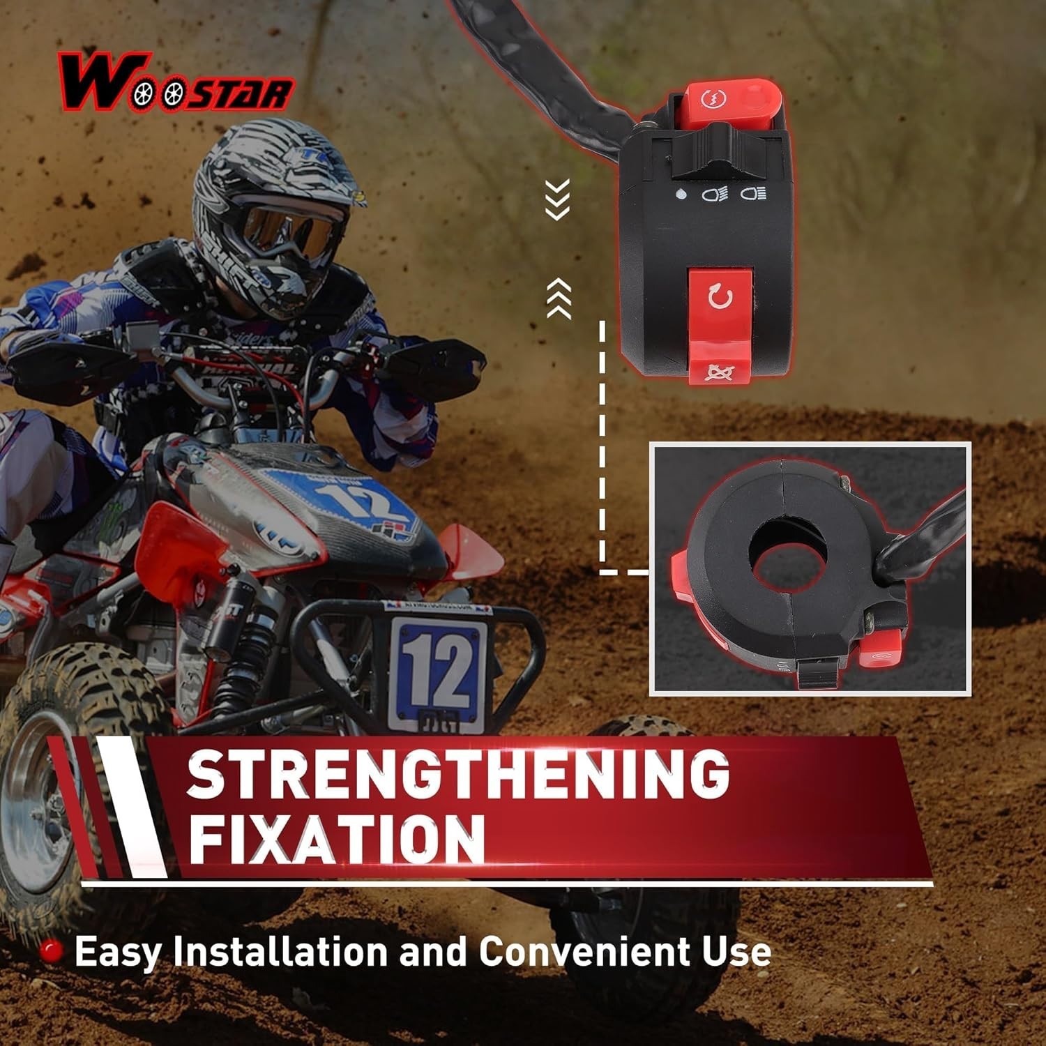 Universal 3-Function Handlebar Switch – 22mm, Easy Installation for ATVs & Bikes