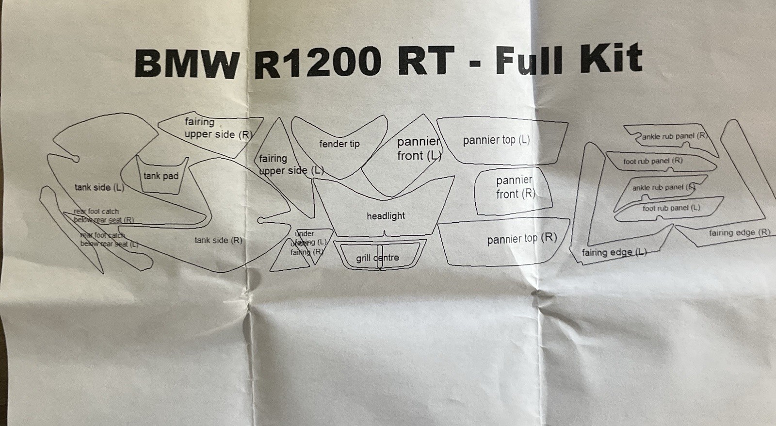 2009 BMW R1200 RT Clear Bra Kit Paint Protection Film Avery Nano Fusion Full New