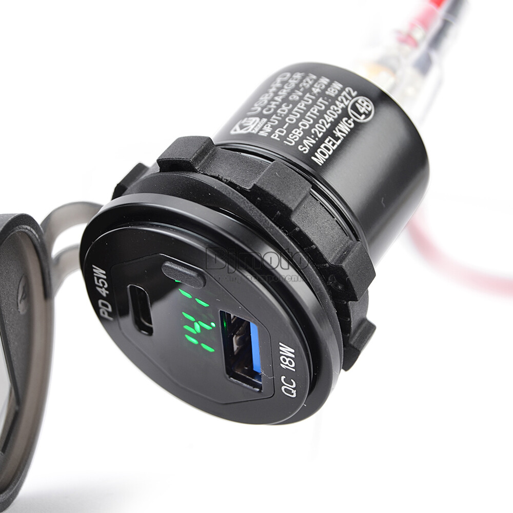 Dual Type C USB Charger For Kawasaki Versys 650 2022-2024 12/24V Socket Adapter