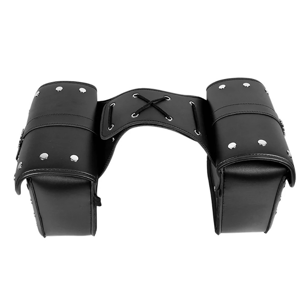 Universal Motorcycle Saddlebags Large Capacity PU Leather Side Saddle Bags Black