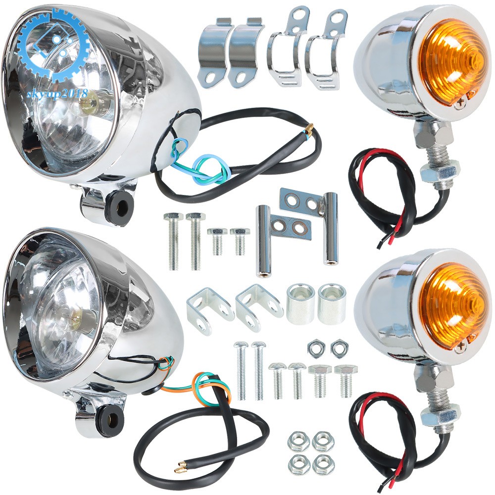 NEW For Motorcycle Chrome Passing Driving Spot Fog Lamp Turn Signal Light US