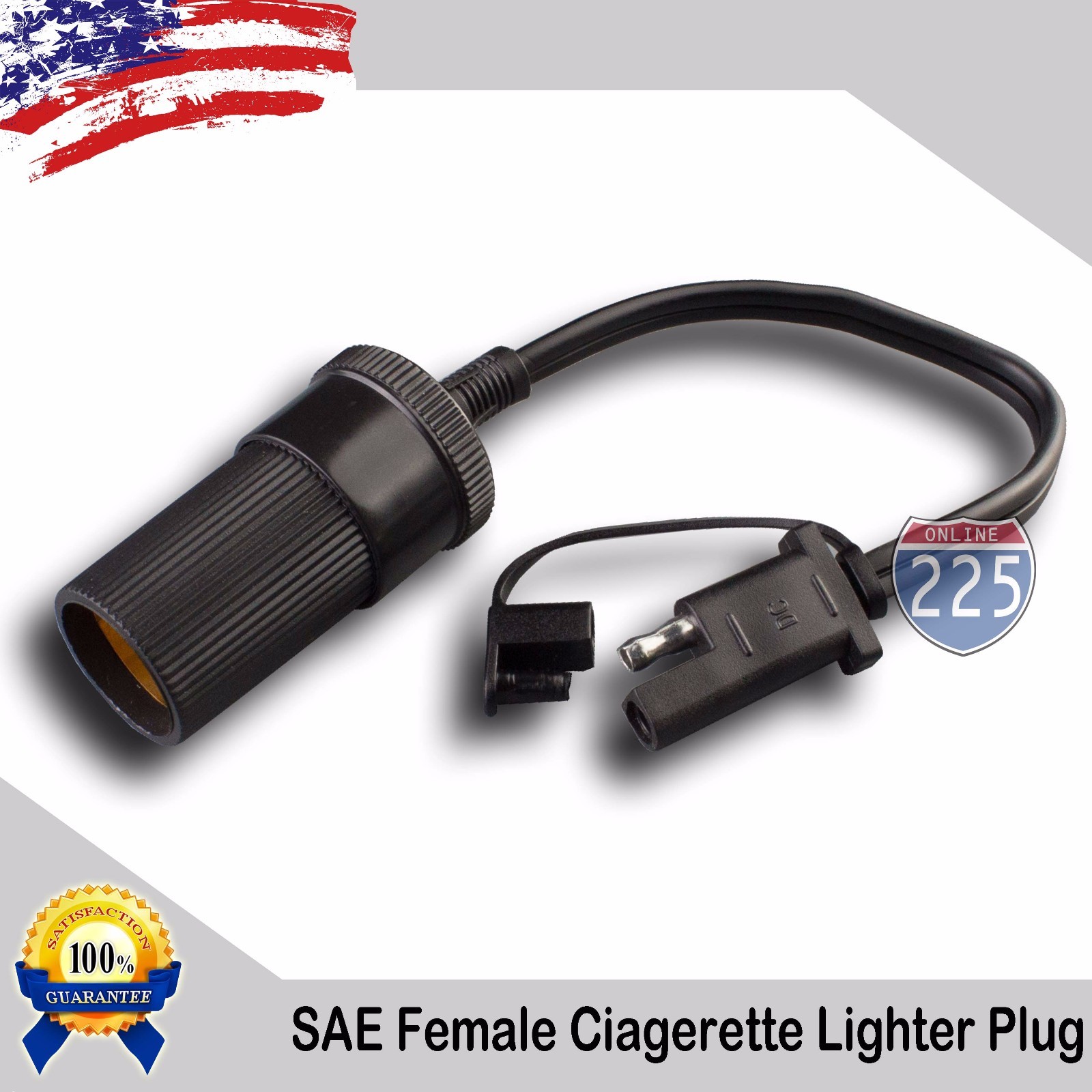 12V Battery Female Car Cigarette Lighter to Waterproof SAE 10″ IN Charger
