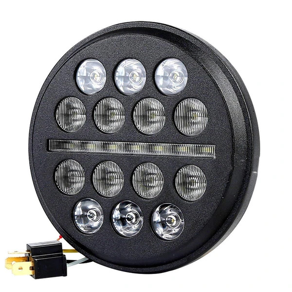 5.75″ 5-3/4” Round Black LED Headlight High Low Beam DRL for Harley Dyna XL