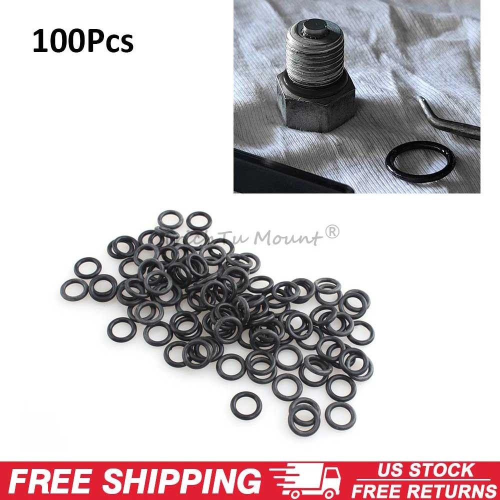 100pcs Black Rubber Oil Drain Plug O-ring Gasket Fit for Harley Softail #11105