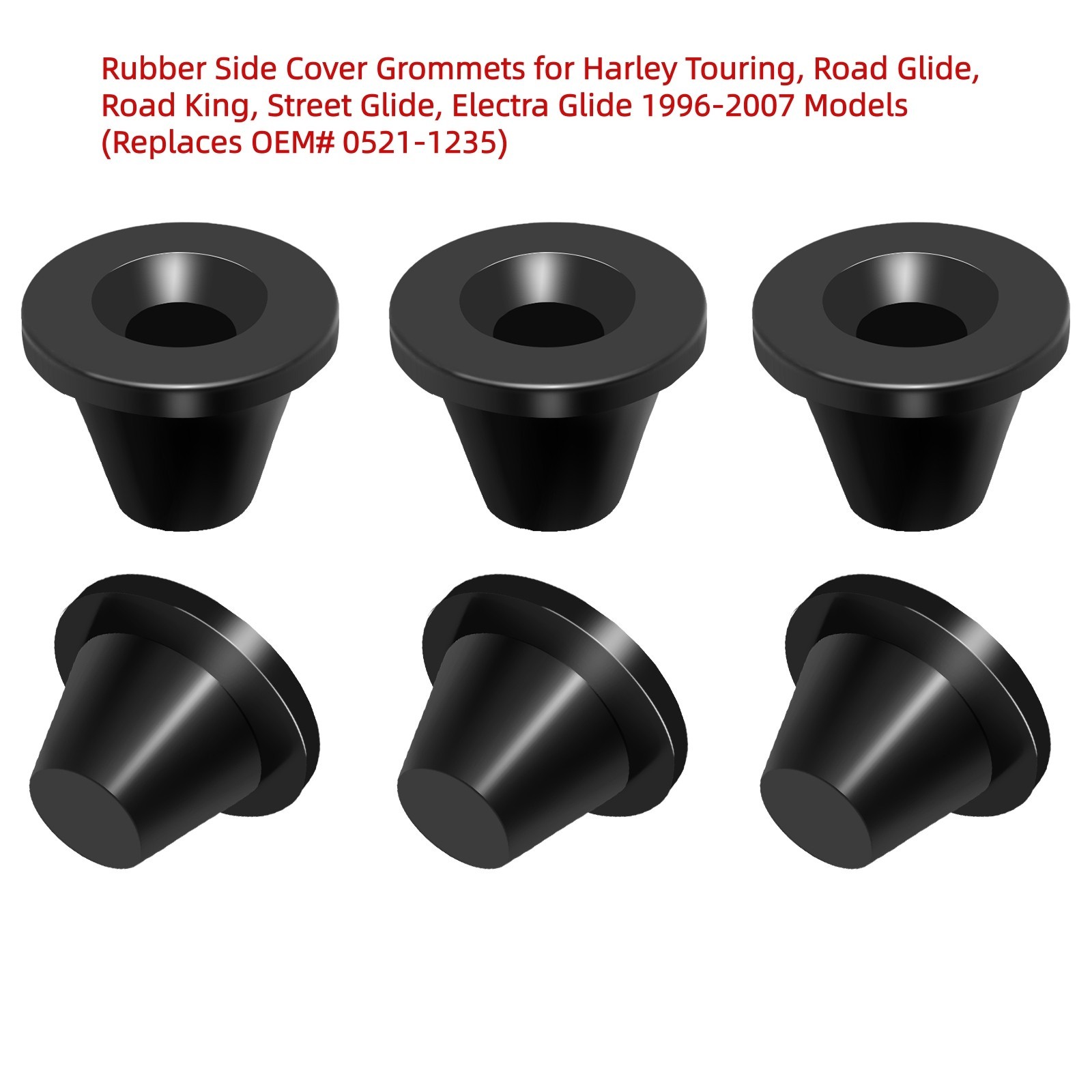 6 Pcs Rubber Side Cover Grommets for Harley Touring 1996-2007 Models Motorcycle