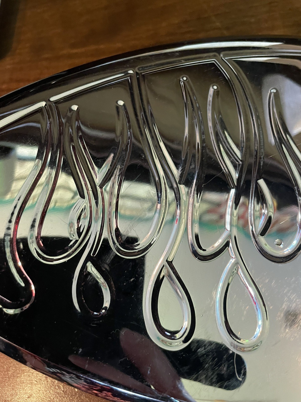 Baron? Custom Accessories Flame Air Cleaner Cover Chrome Motorcycle Part