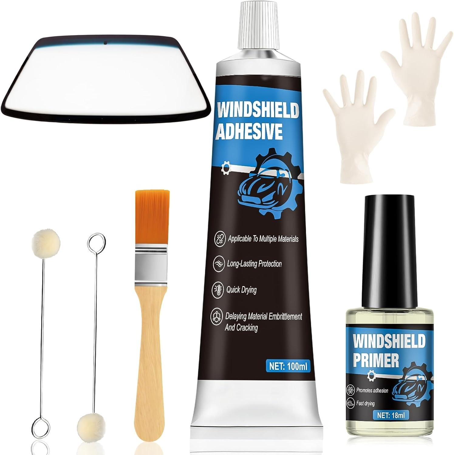 Complete Automotive Glass Adhesive Kit for Professional Windshield Installation