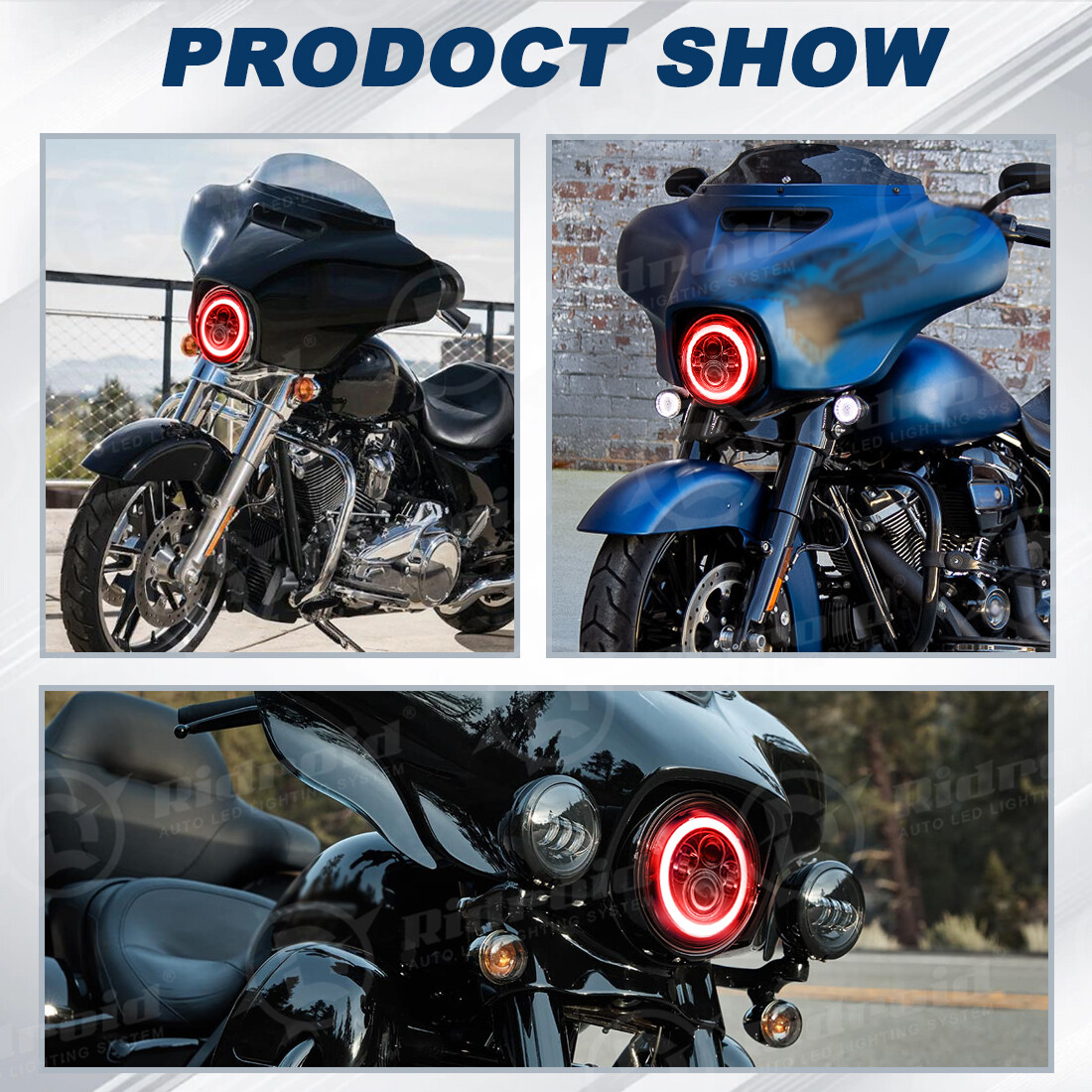 7″inch LED Halo Headlight + Bracket Mounting Ring For Harley Davidson Motorcycle