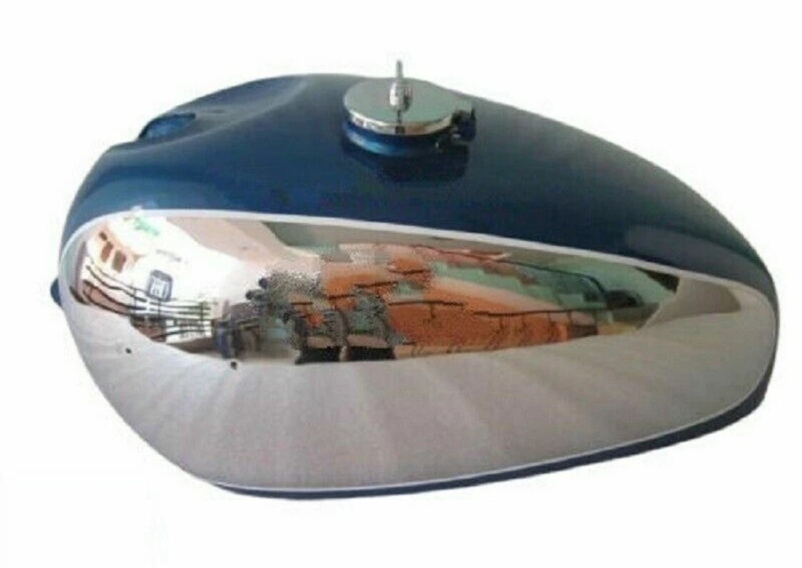 PANTHER M100 M120 CHROME AND BLUE PAINTED GAS FUEL PETROL TANK & CAP /FIT FOR