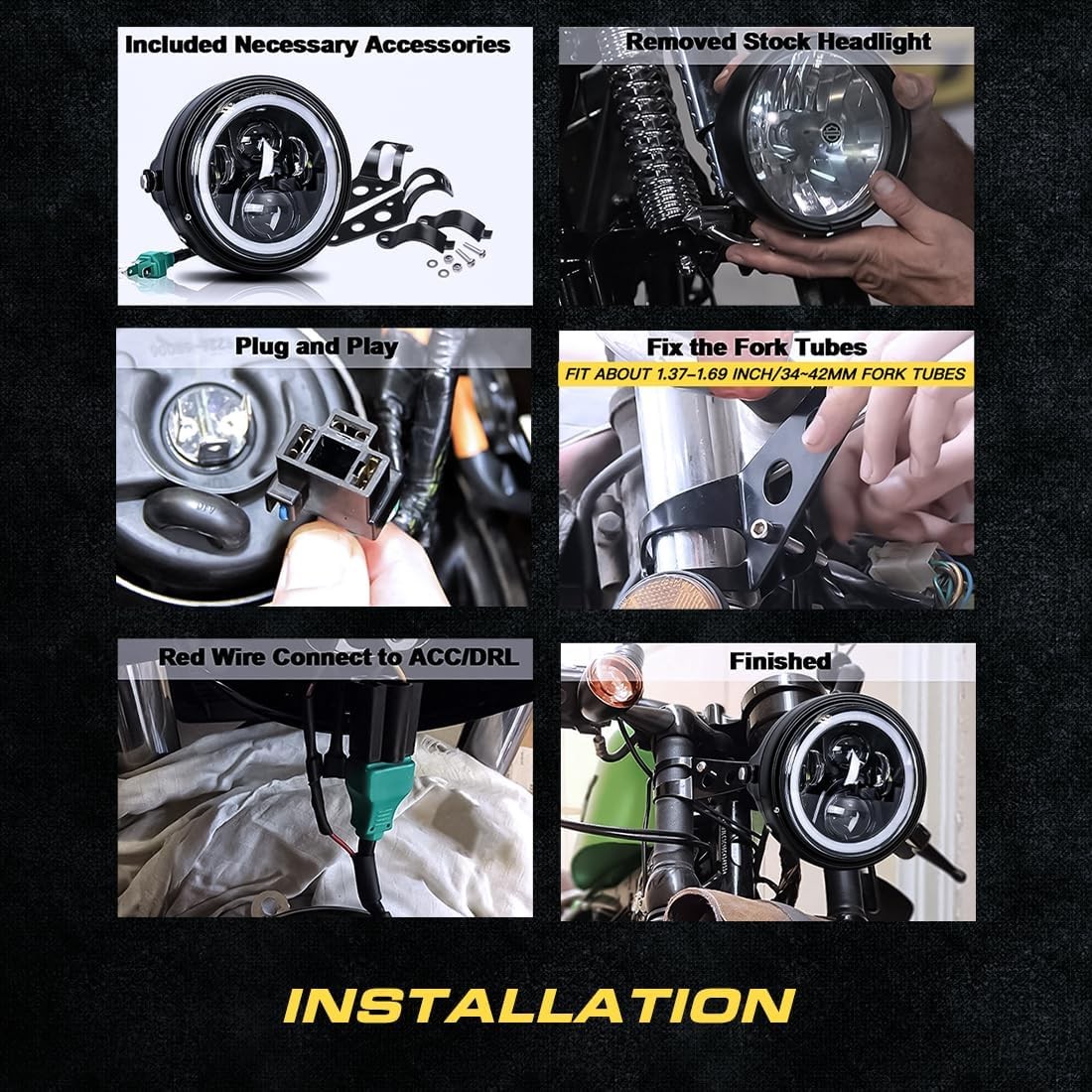 7 Inch LED Motorcycle Headlight round DOT Approved with Housing Bucket Turn Sign