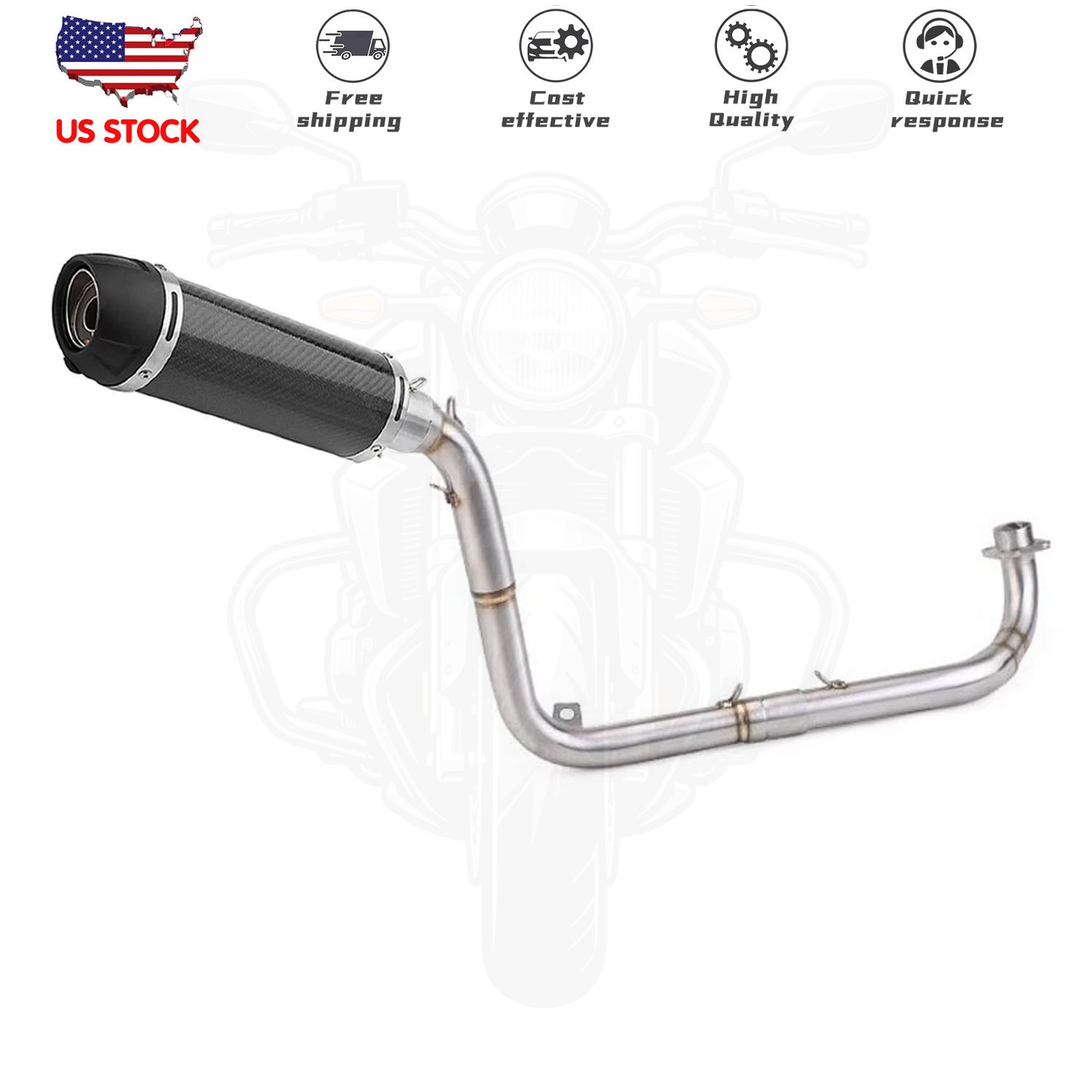 Slip On Exhaust Header Muffler Pipe High Mount For Honda Grom MSX125 2013-2026