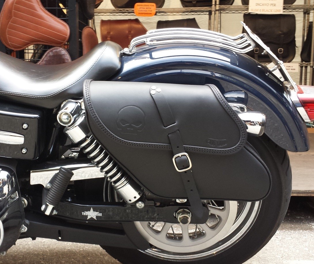LEFT&RIGHT SIDE LEATHER SADDLEBAGS FOR HD DYNA STREET BOB WIDE GLIDE ENDS CUOIO