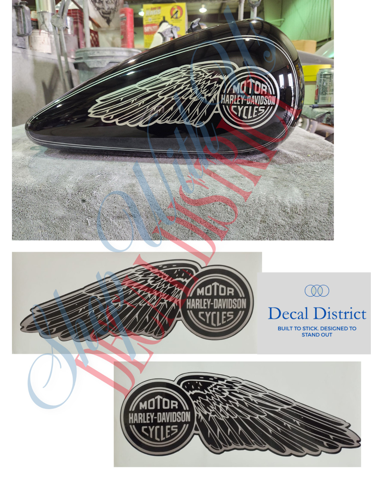 Wing Decals For Harley Davidson Gas Tank Sticker Dyna Fxr vinyl premium set of 2