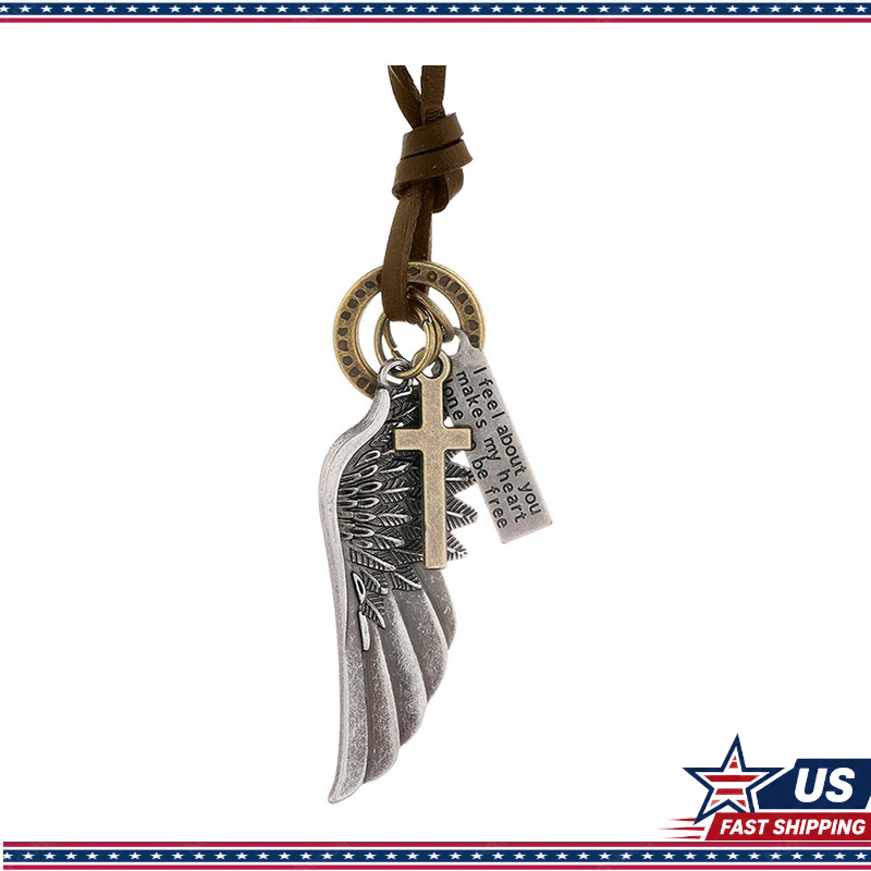 Retro Angel Wings Car Mirror Hanging Ornament and Necklace Accessory