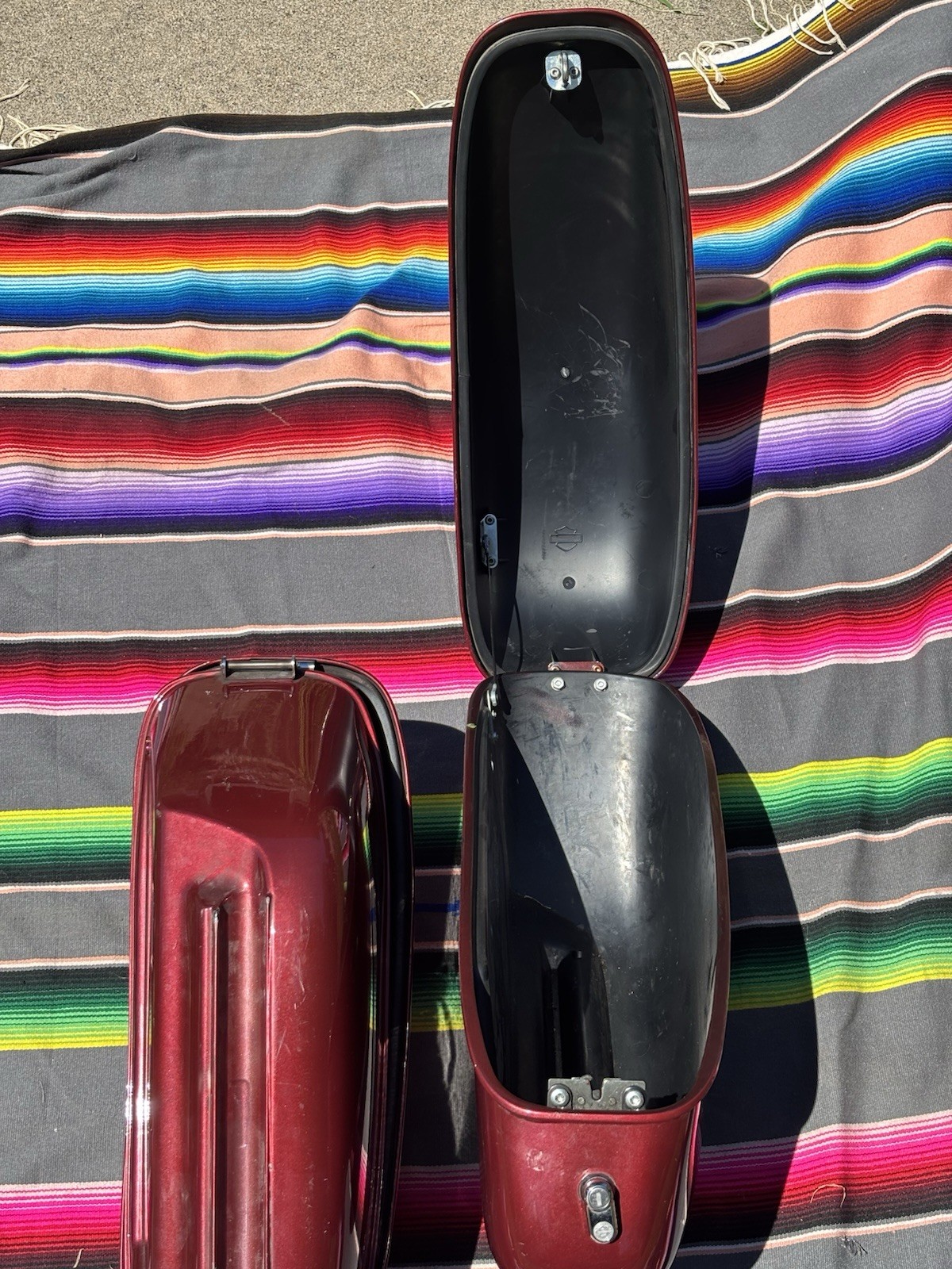 Harley Softail Deuce OEM Hard Bag Saddlebag Set Red Fatboy Genuine