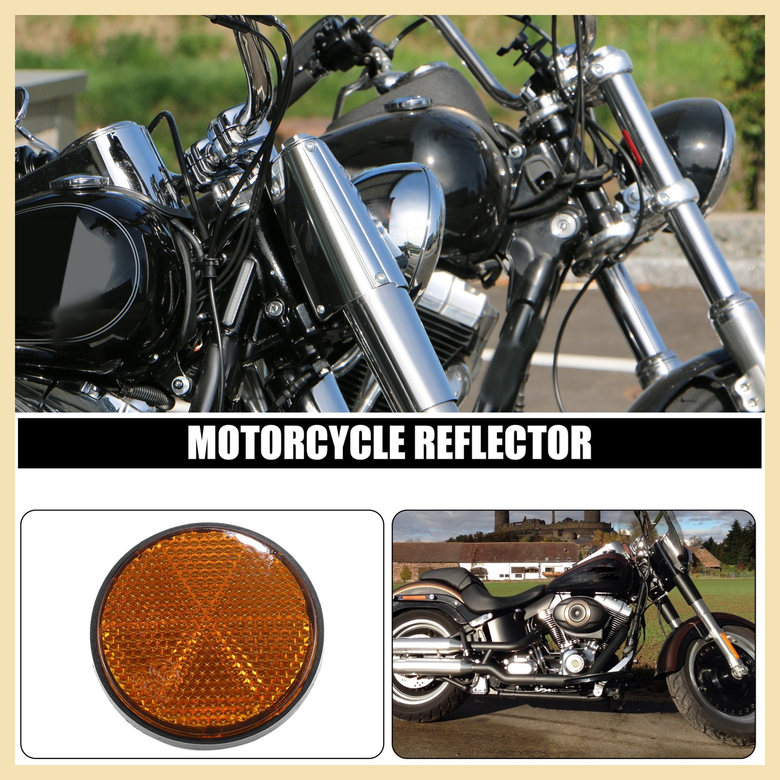 4 Pcs M6x1.0 Orange Red Motorcycle Round Screw on Reflective Warning Reflectors