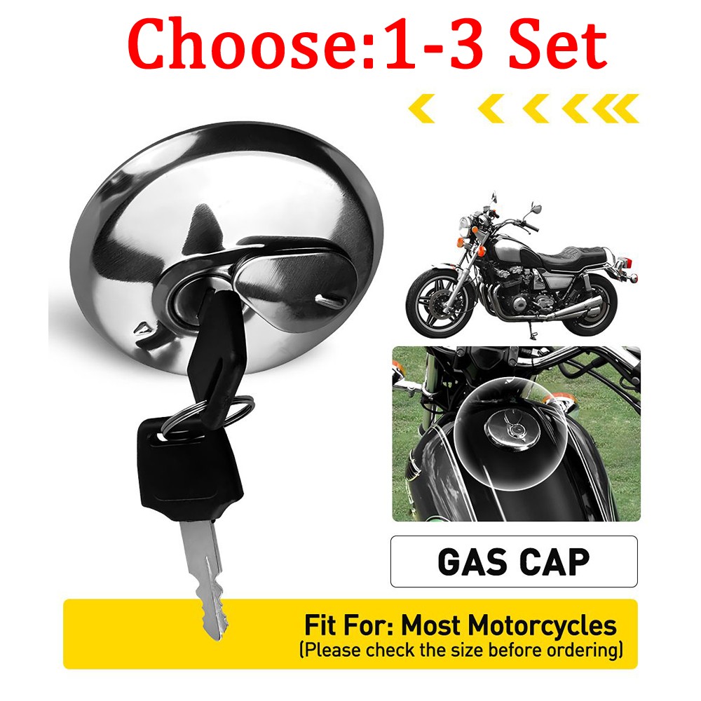 Aluminum Fuel Tank Cap Cover & Keys Set For Universal Motorcycles MotorBike 1-3X