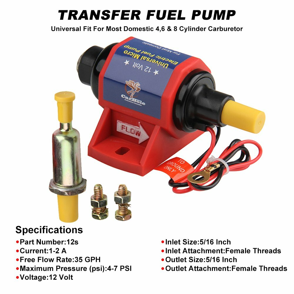 Universal 12S 4-7 PSI Fuel Pump 35 GPH For Most 4,6 & 8 Cylinder Carburetor USA