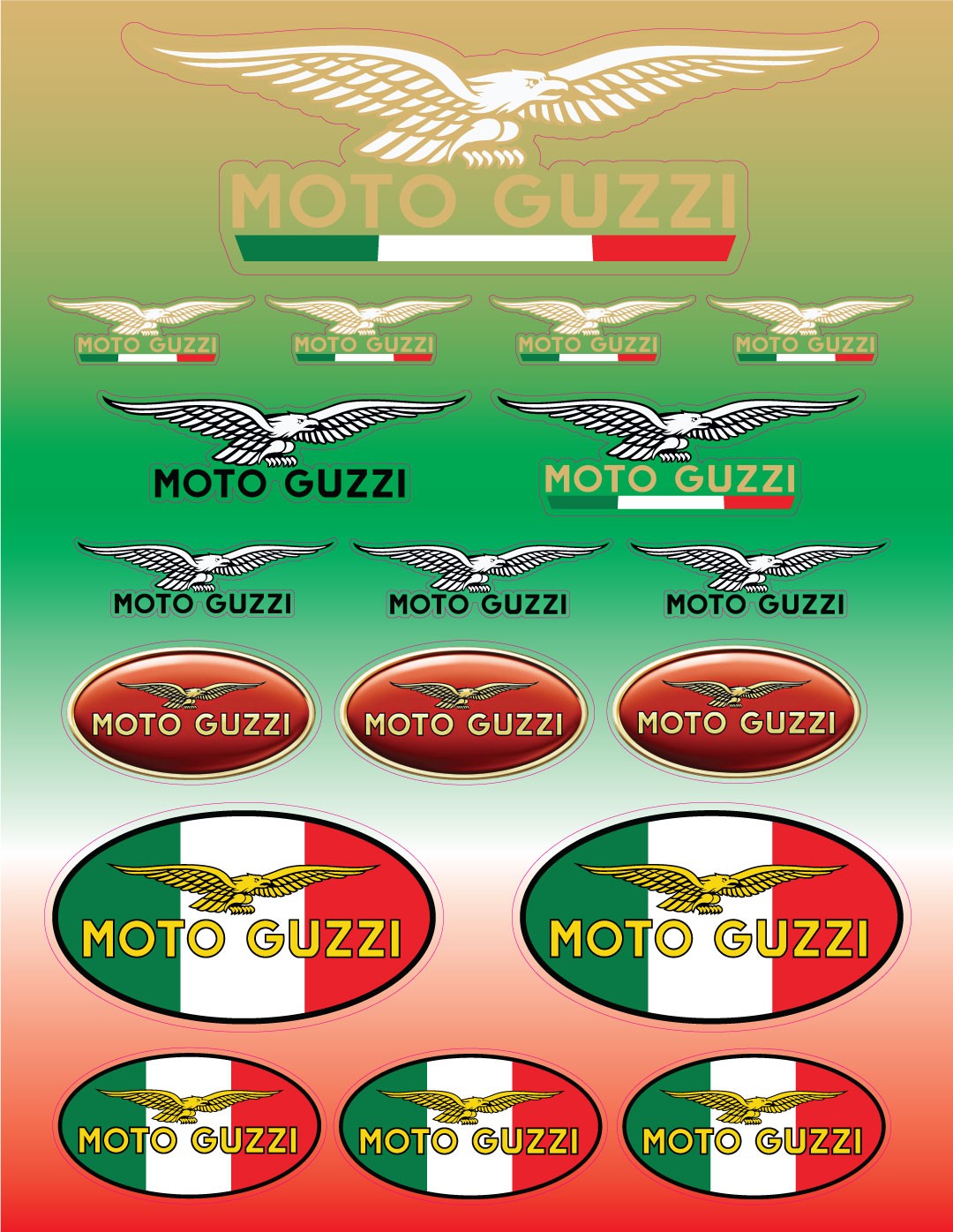 Moto Guzzi stickers set Moto Guzzi decals, stickers Moto Guzzi Italy Laminated
