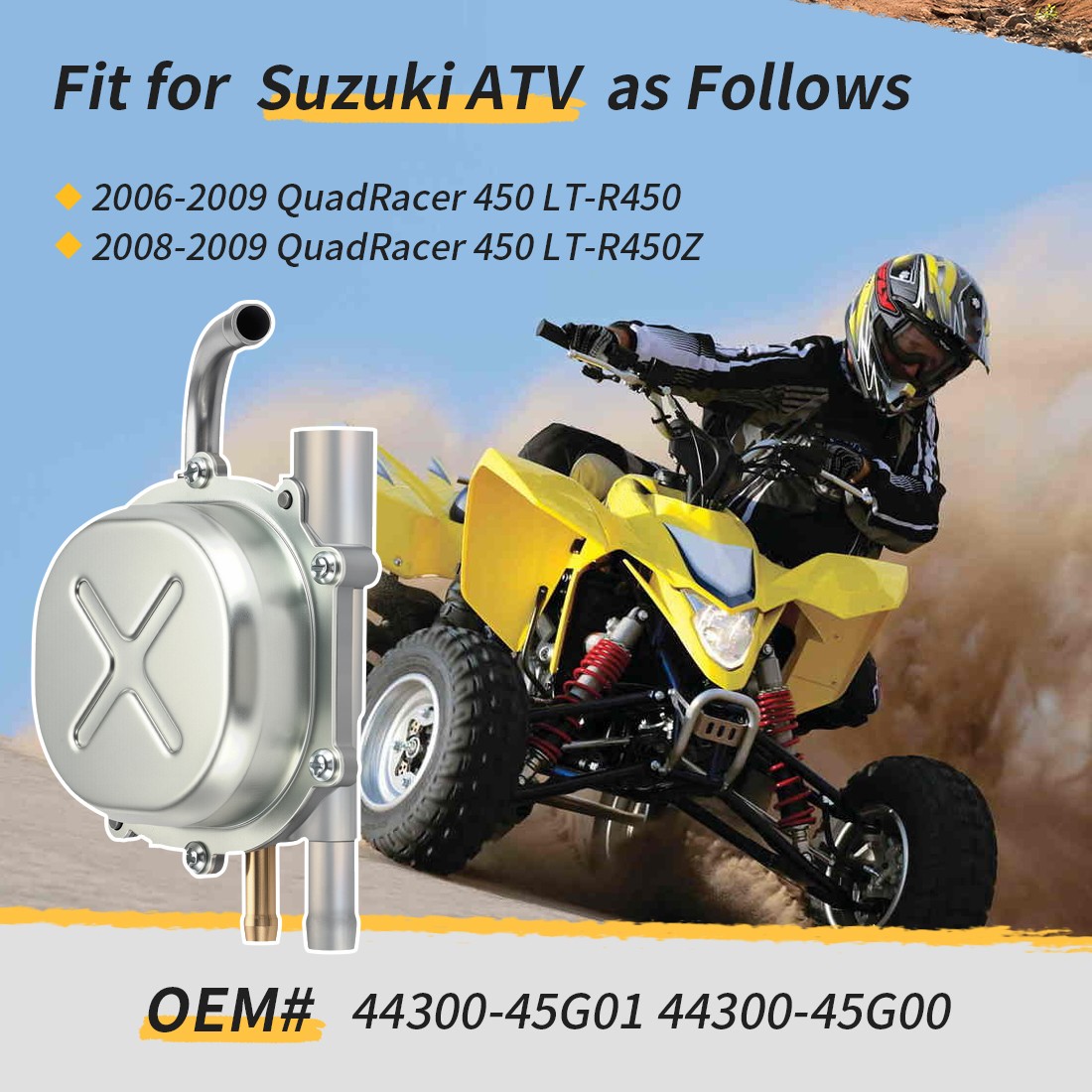 FUEL PETCOCK 44300-45G01 FOR SUZUKI 2006-2011 QUADRACER LT-R450