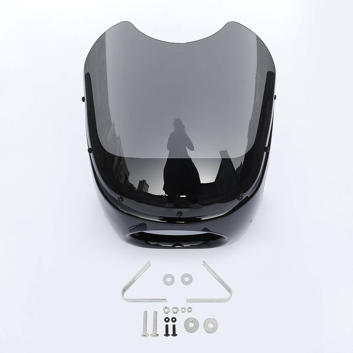 Motorcycle 7″ Round Headlight Headlamp Light Fairing Smoke Windshield Windscreen