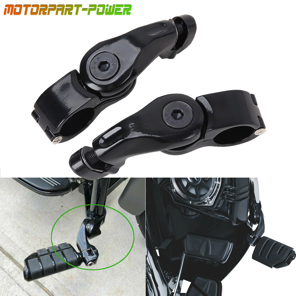 1.25″ 32mm Black Highway Short Angled Foot Peg Mount Kit For Harley Touring
