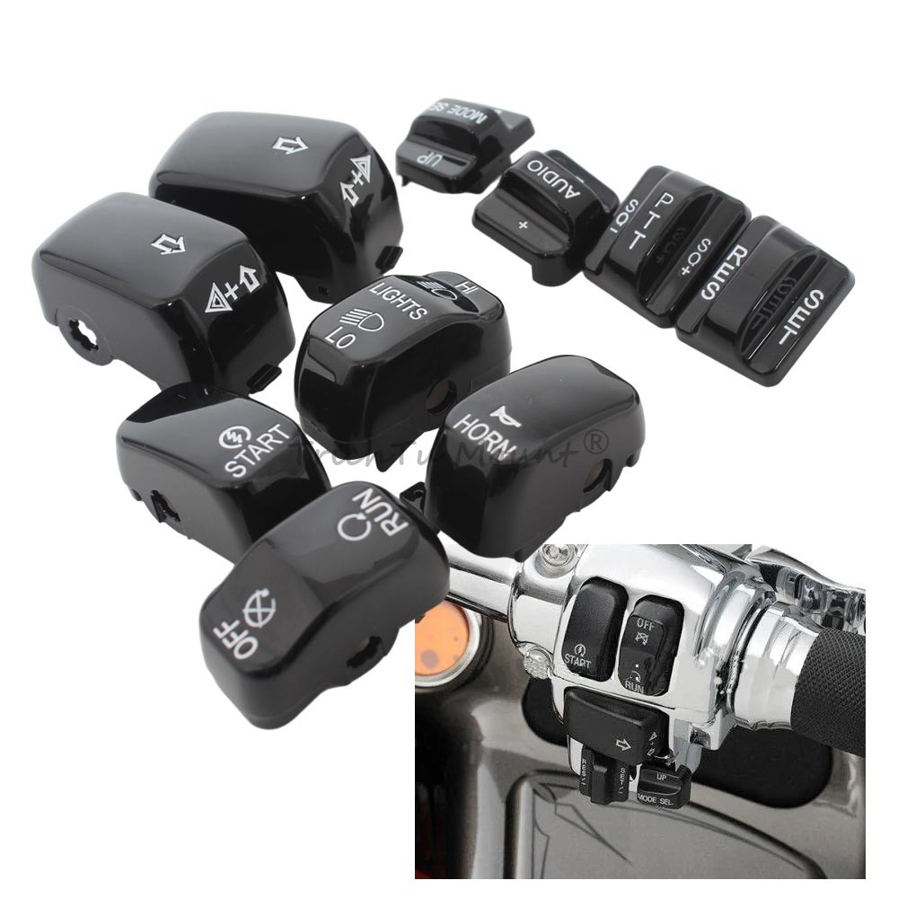 Hand Control Switch Caps Black Fit for Harley XL Dyna Electra Street Glide 96-13