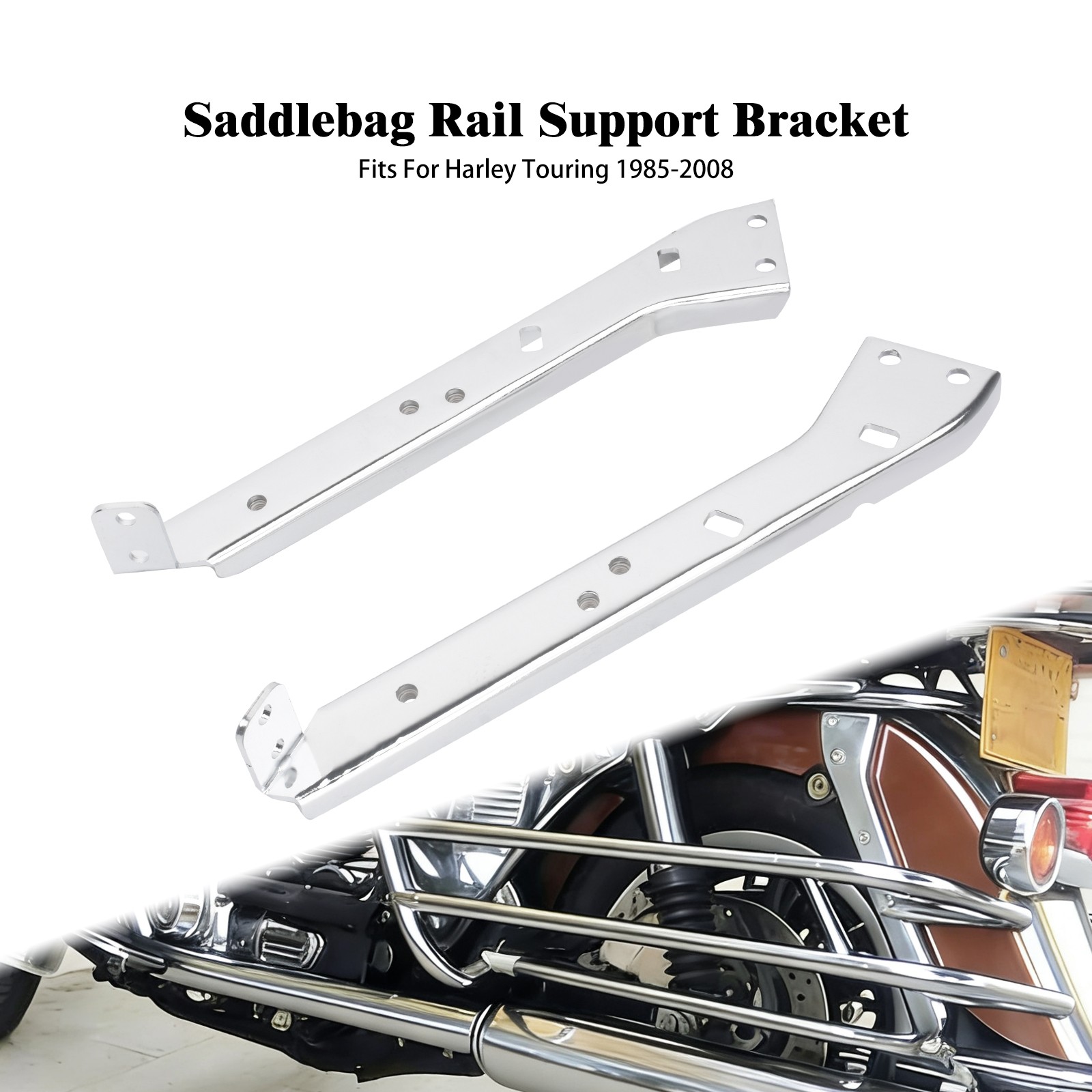 Chrome Saddlebag Rail Support Bracket For Touring Street Glide Road King 1985-08