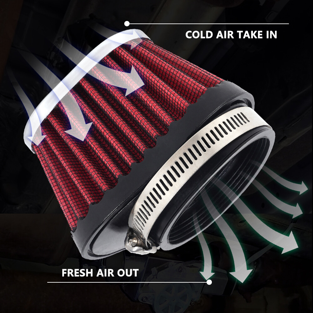 60mm/2.36in Red Air Filter Pod Cleaner Fit For Bike Dirt ATV Quad Pit Motorcycle