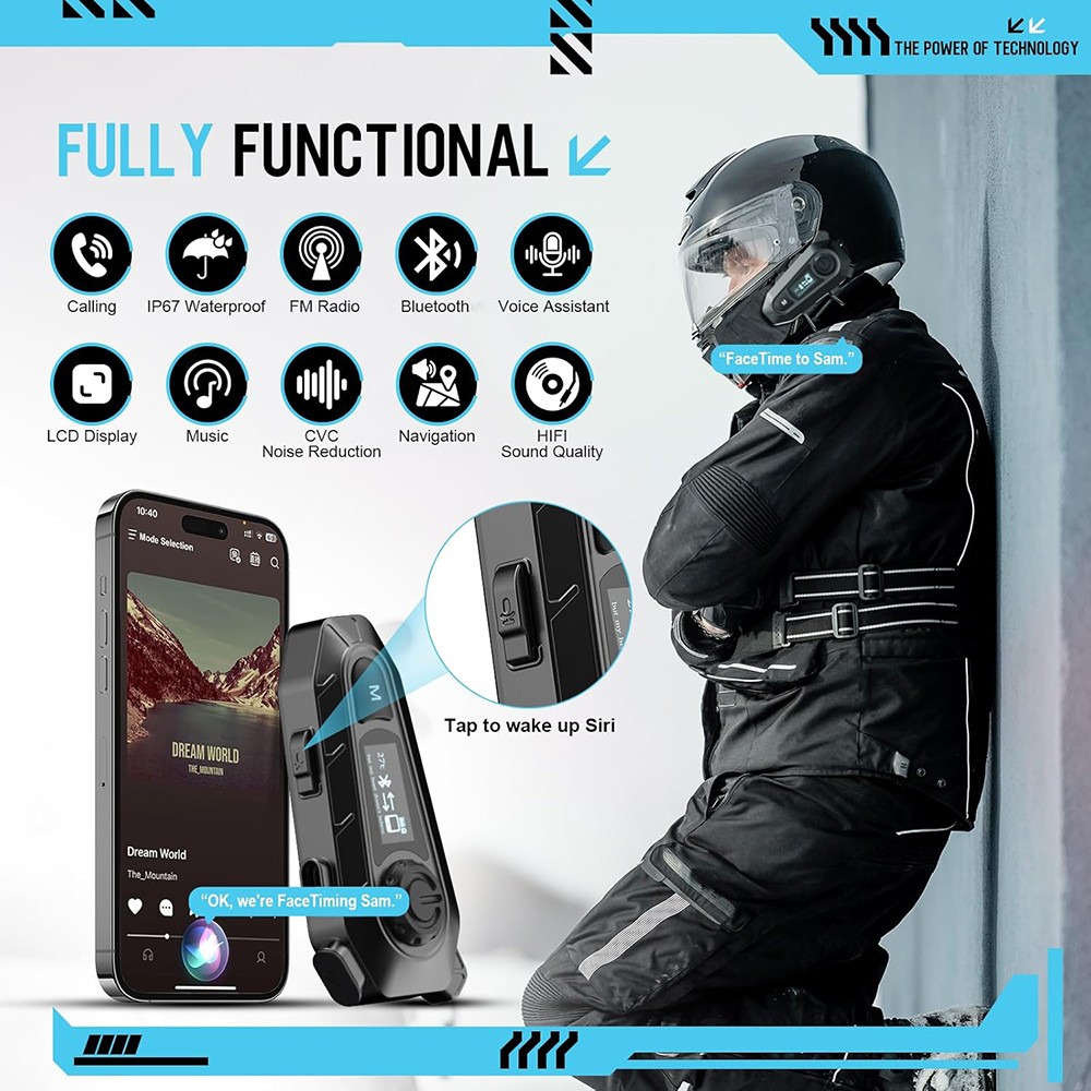 Bluetooth Motorcycle Helmet Intercom Wireless Motorbike Waterproof Headphone NEW