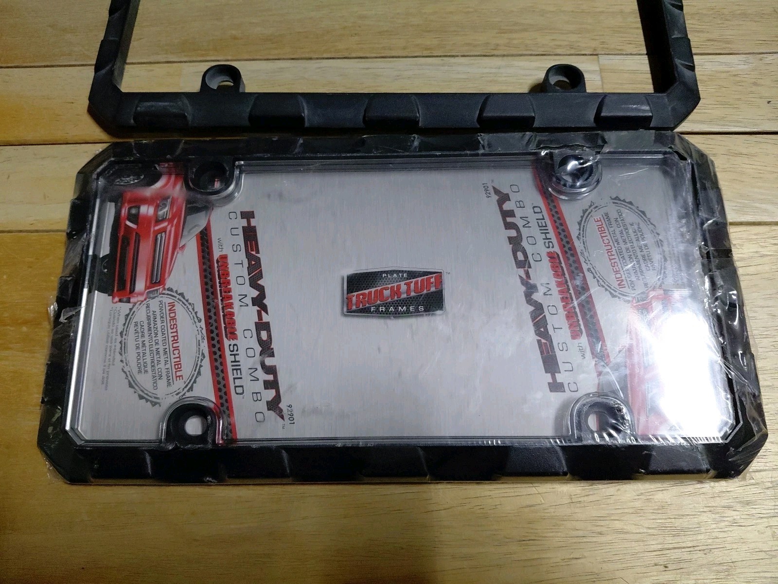 License Plate Frames Heavy-Duty Black Metal 1 With Unbreakable Shield Lot 2