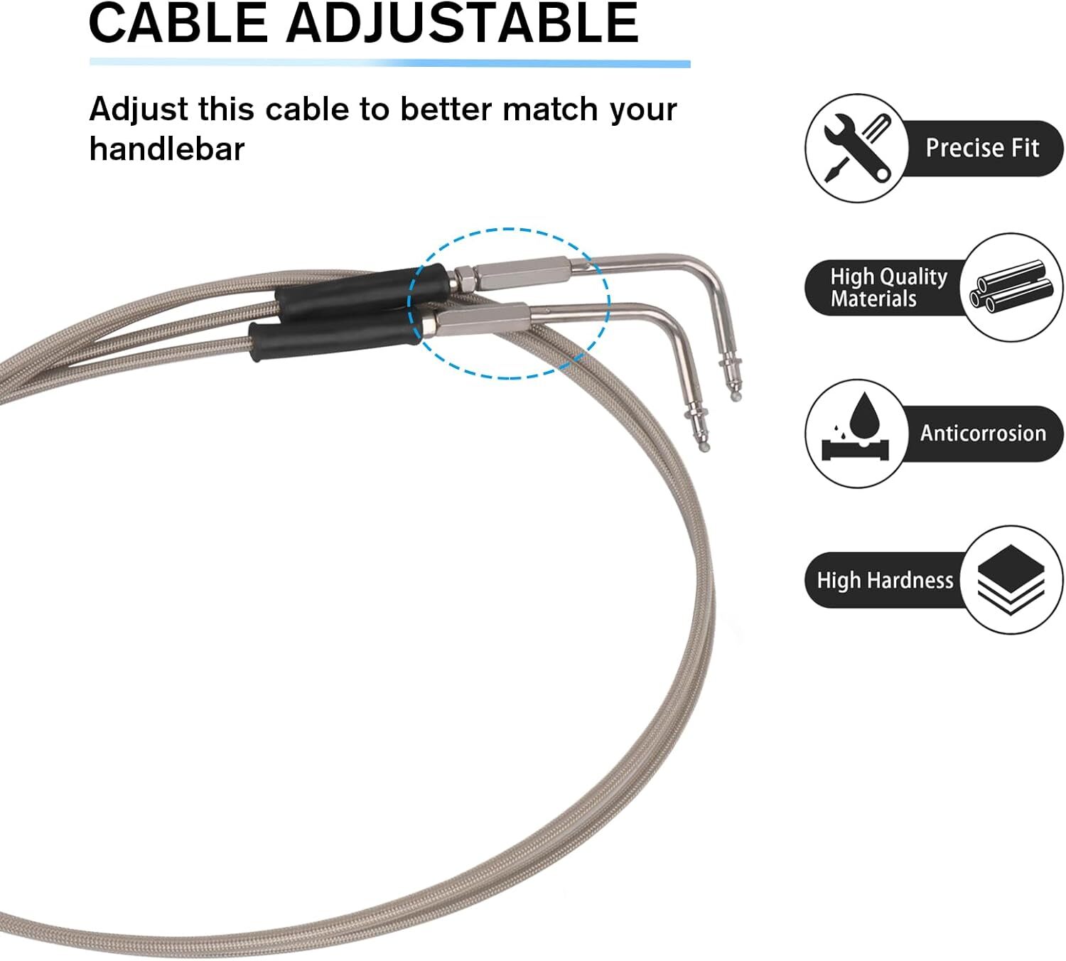 42″ Stainless Steel Throttle and Idle Cable Set For Harley Davidson 56579-02A