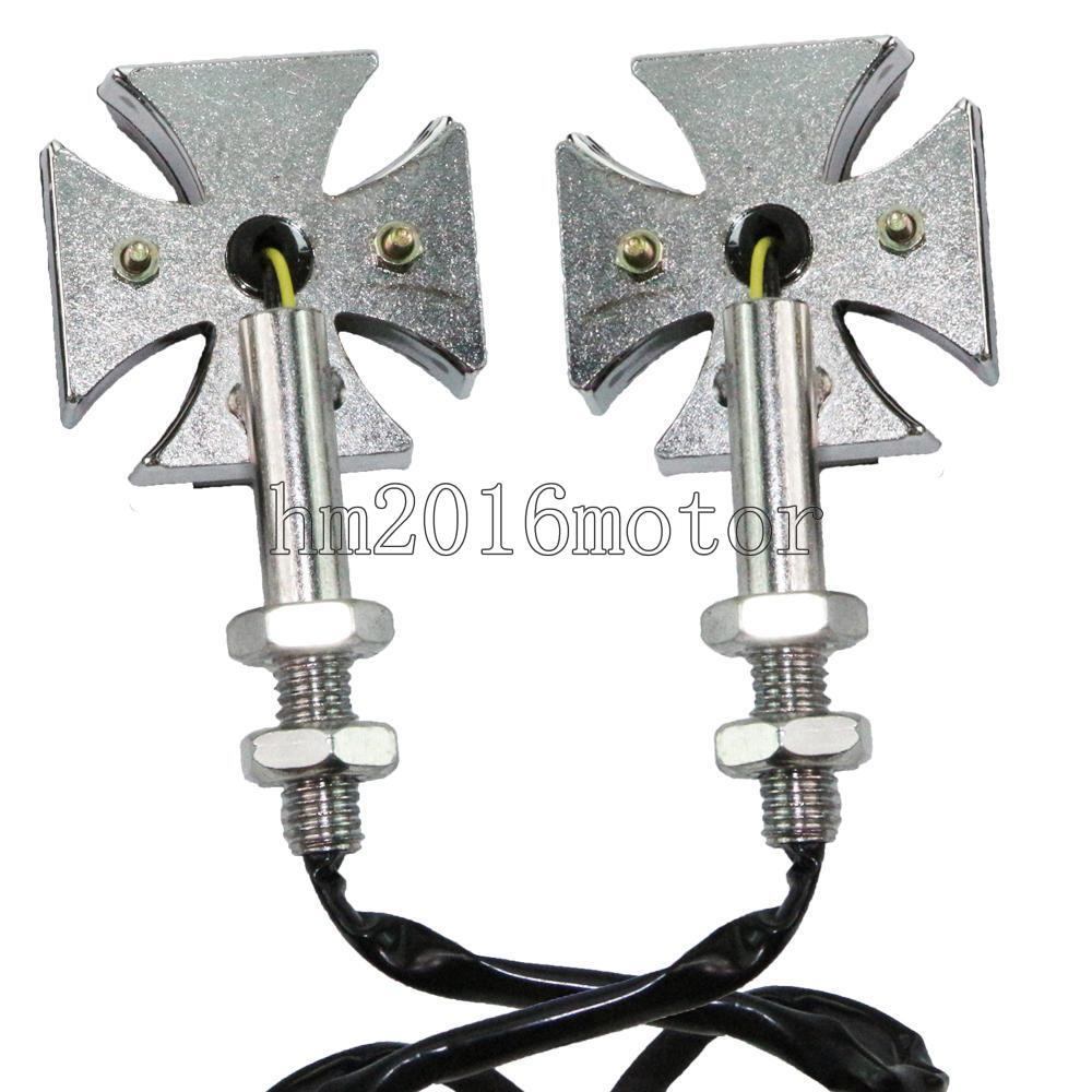 2x 2″ aluminum& plastic Mini Cross LED Red Light For Harley Sportster XL1200 883