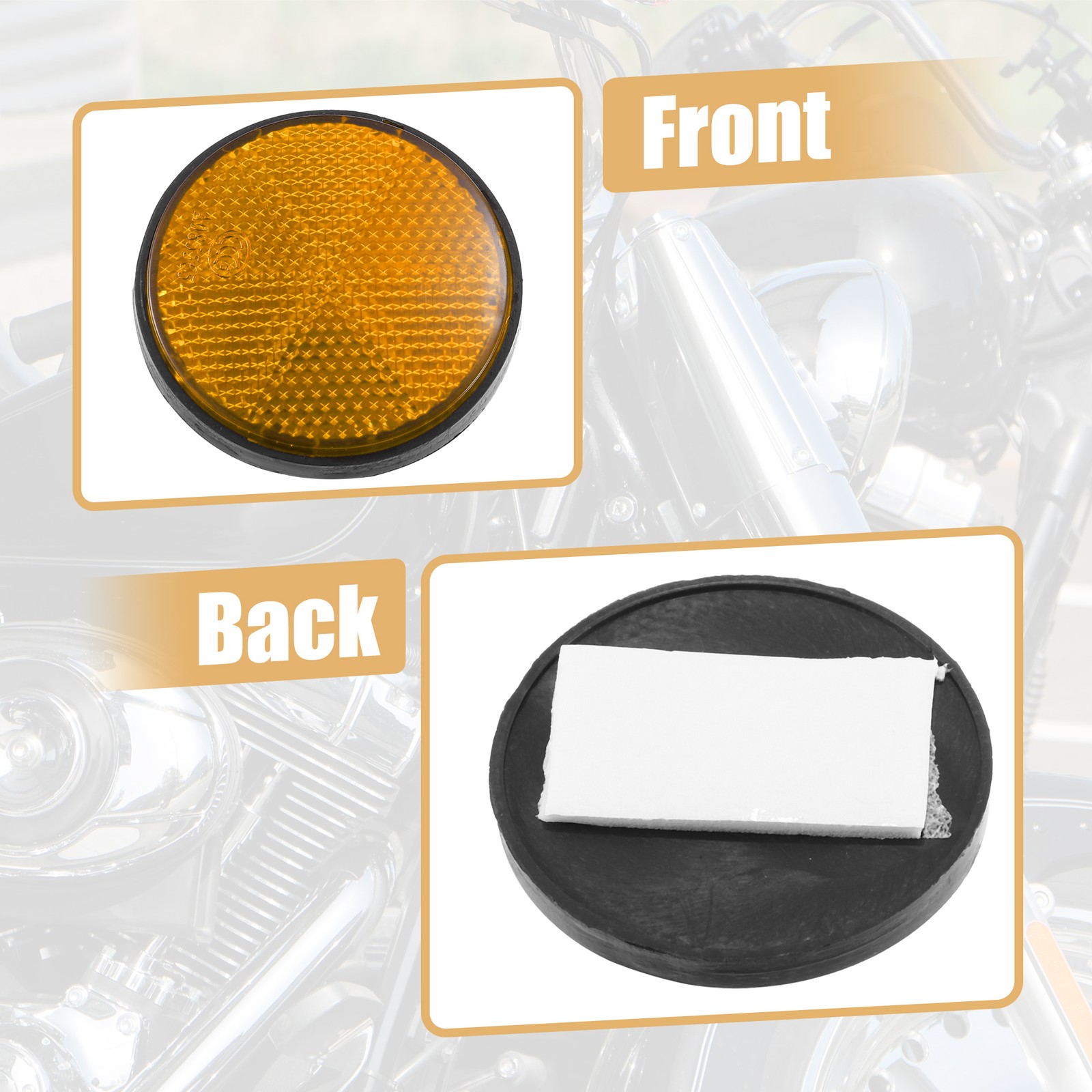 Piece of 2 56mm Orange Round Reflective Warning Self Adhesive Reflector