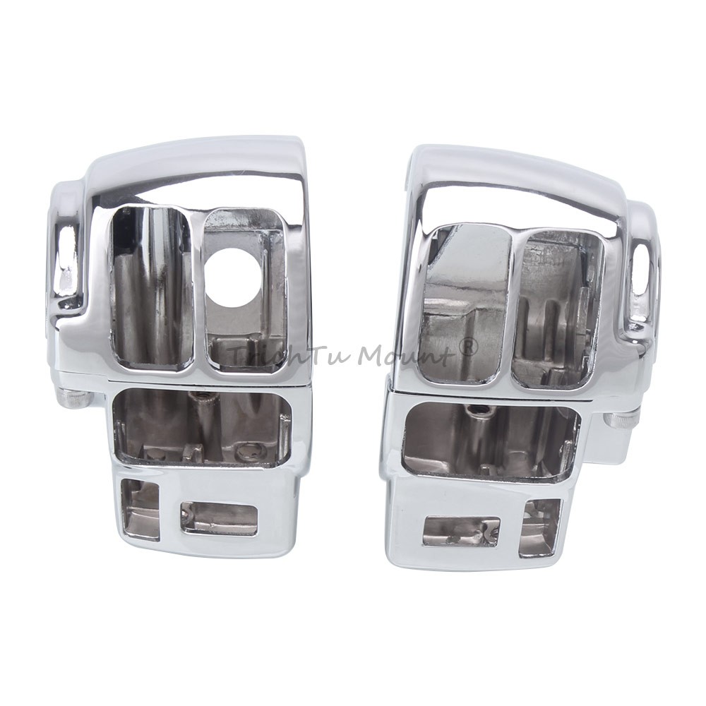 Chrome Hand Control Switch Housing Cover & Button Cap For Harley Touring 1996-13