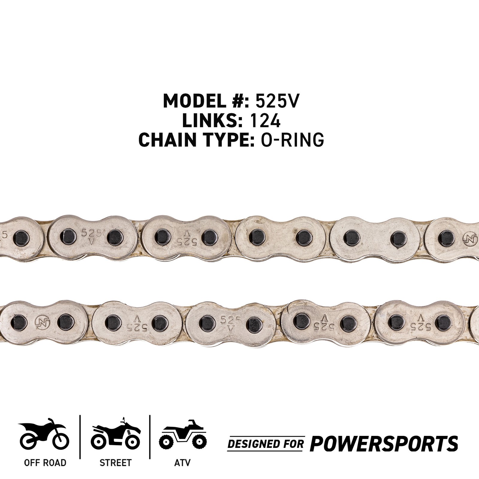 NICHE 525 Drive Chain 124 Links O-Ring With Connecting Master Link Motorcycle