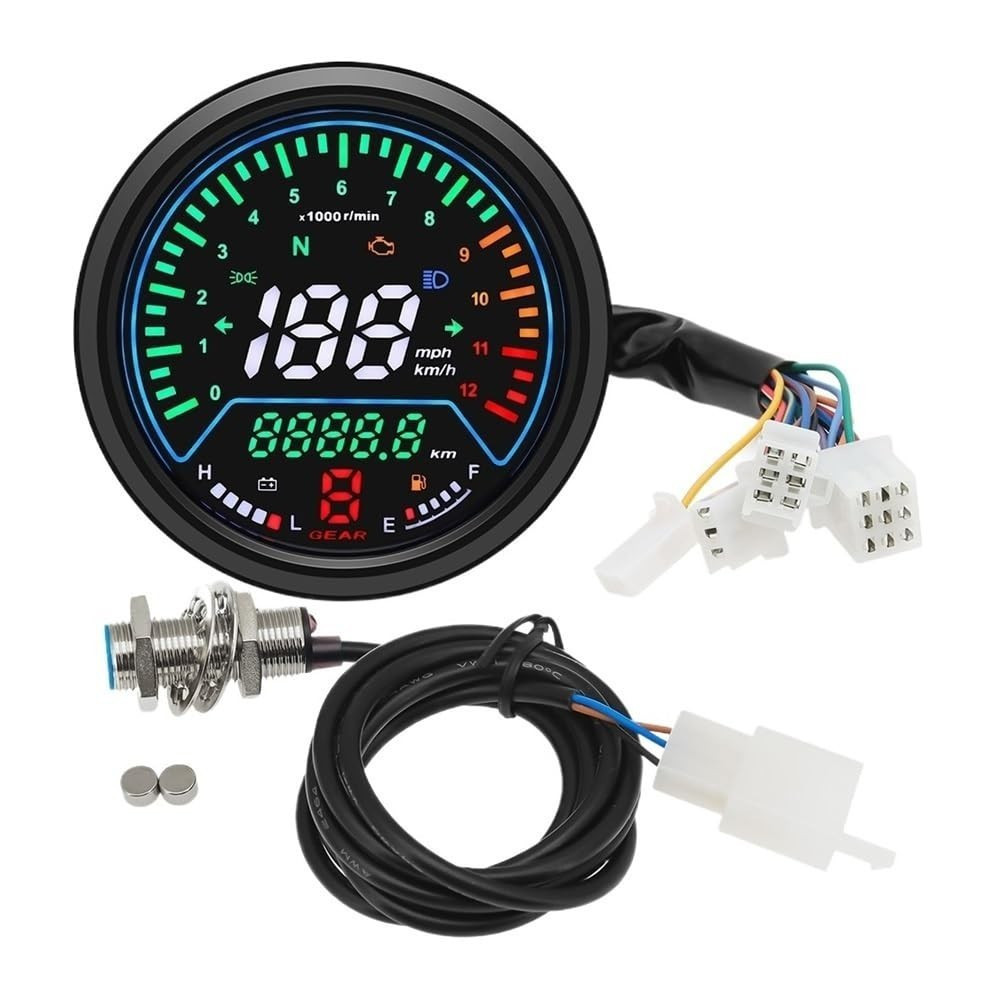 LCD Digital Motorcycle Speedometer Tachometer Odometer Gauge MPH KM/H Universal