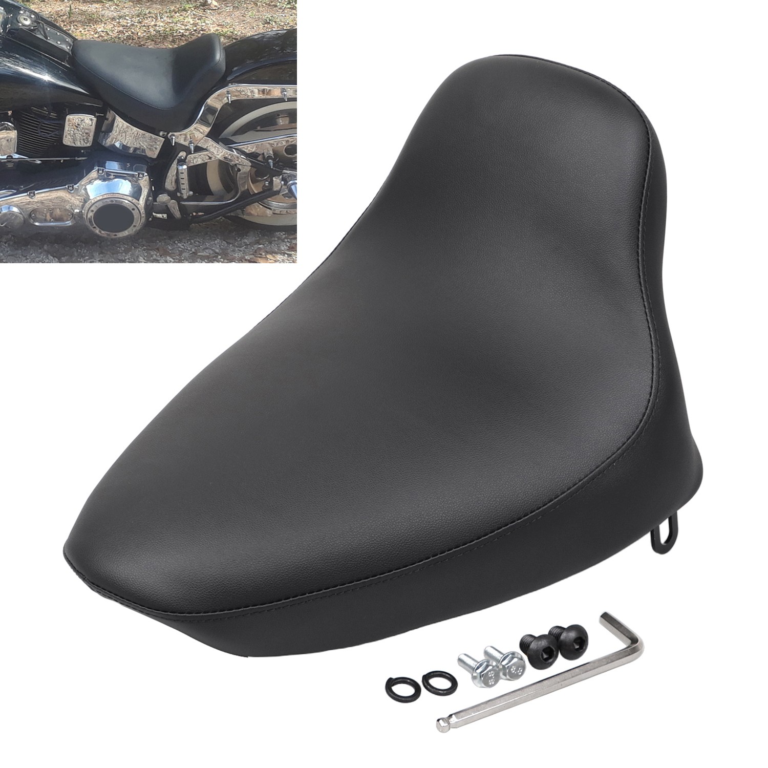Synthetic Leather + Soft Foam Front Driver Solo Seat For Harley Softail Springer
