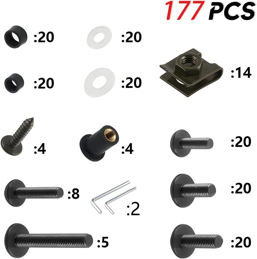 Pink Motorcycle Fairing Bolt Kit 177pcs Screws Washers Fasteners Assortment