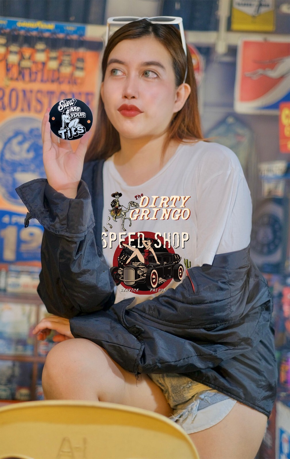 Hot Show Me Your Tits Black Evo Shovelhead 2 Hole Timing Cover Harley Davidson