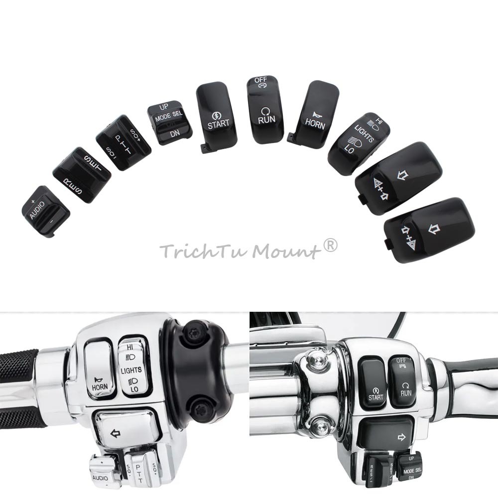 Hand Control Switch Caps Black Fit for Harley XL Dyna Electra Street Glide 96-13