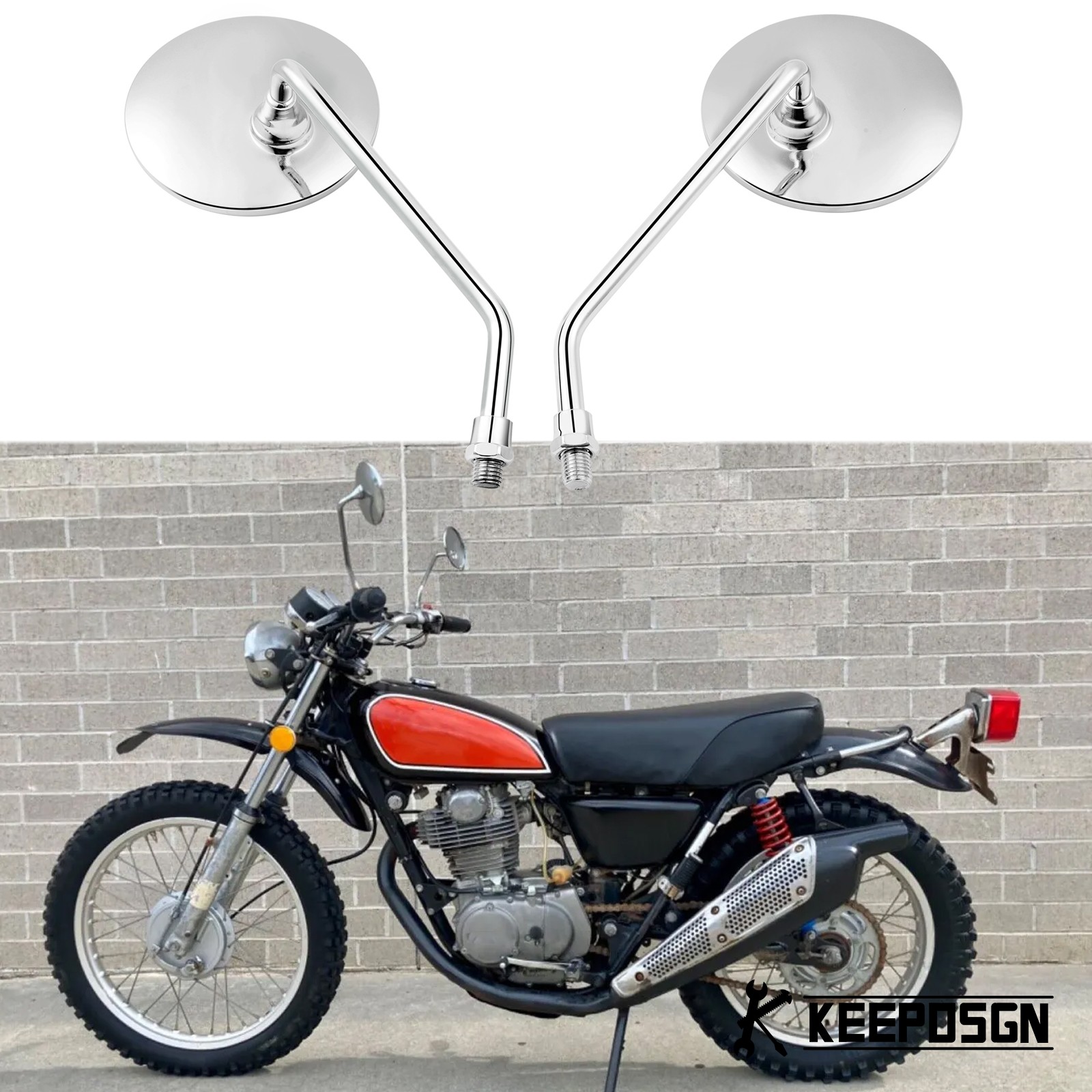 Chrome Motorcycle Round Rearview Mirrors 10mm For Honda XL350 XL250 XL175 XL125