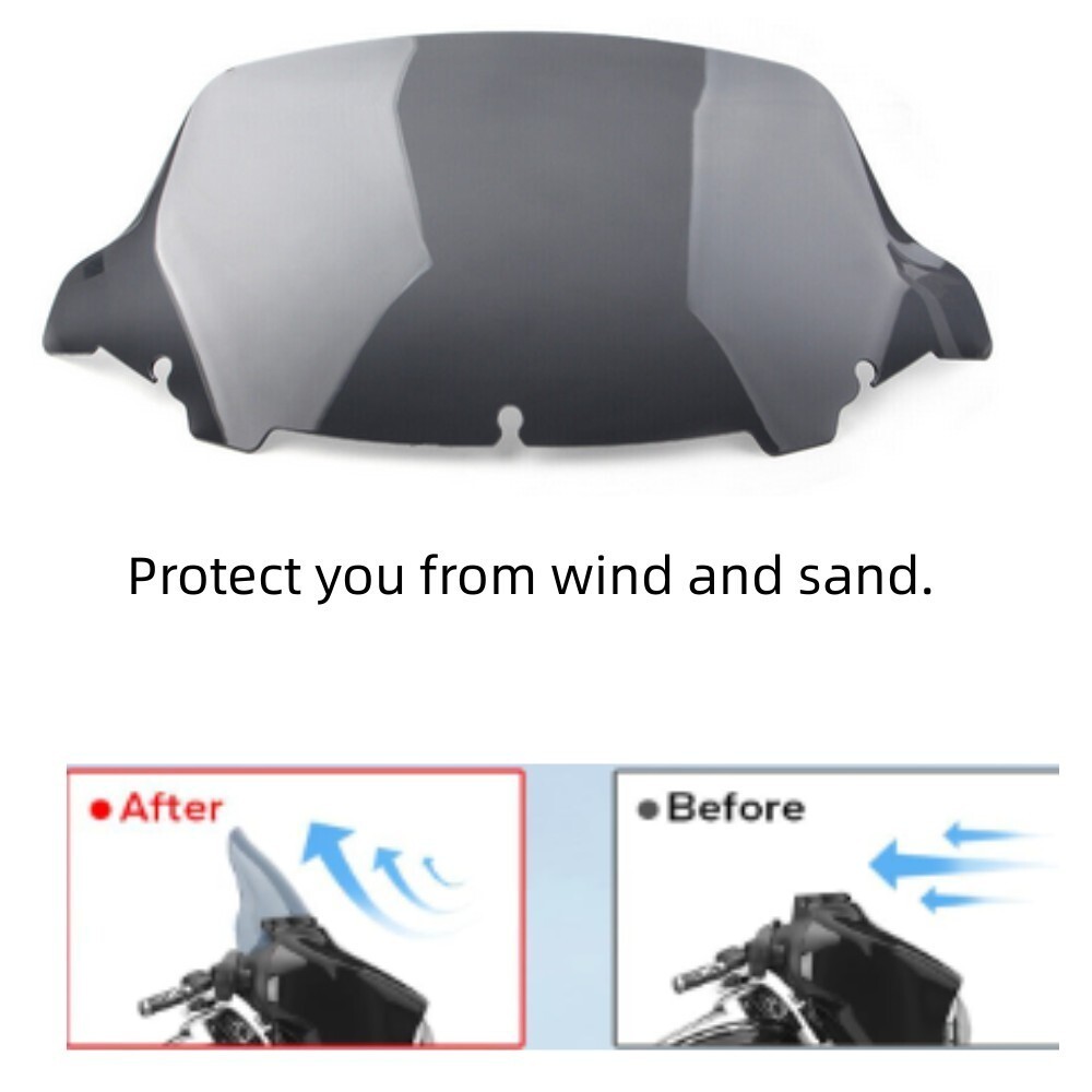 10.5″ Wave Smoke Windshield Windscreen For Harley Touring Street Glide 2014-2024