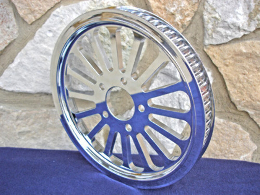 65 TOOTH 1 1/2″ STRAIGHT SUPER SPOKE REAR PULLEY FOR HARLEY & CUSTOMS