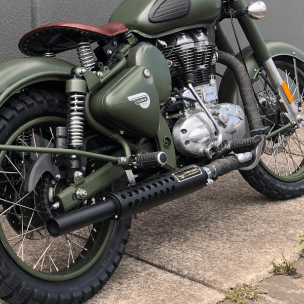 BARREL EXHAUST SCUD EXHAUST BLACK FIT FOR R.E CLASSIC 350/500 & NEW CLASSIC 350