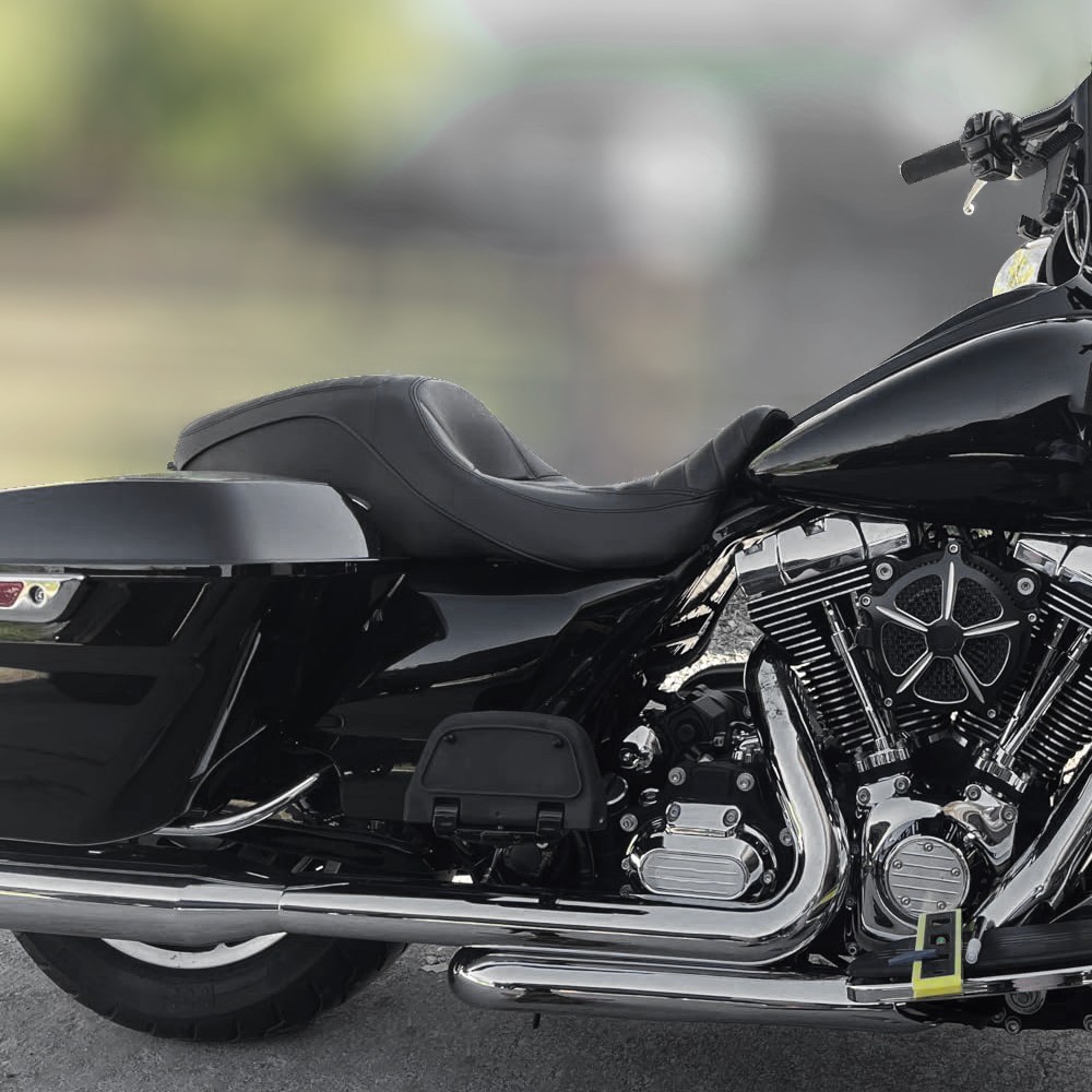 Black Stitching Driver Passenger Gel Seat For Harley Road King 1997-2007 Models